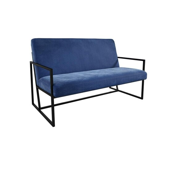 Wyld Haus London Blue Velvet 2 Seater Sofa Black Metal Legs