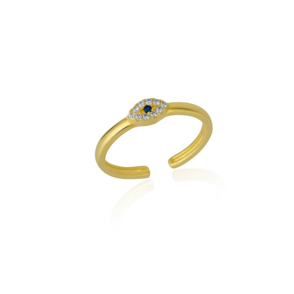 Spero London Eye Sterling Silver Adjustable Stacking Ring Evil Eye