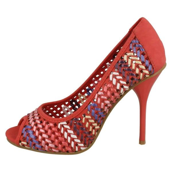 Spot On Ladies Spot On Heeled Peep Toe Court Shoe