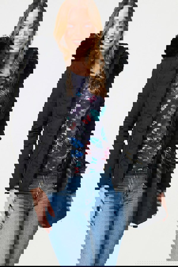 Black | Sparkle V-Neck Long Sleeve Mini Dress
