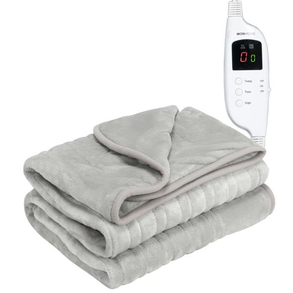 MONHOUSE Heated Electric Throw 9H Timer 9 Heat Setting Fleece Blanket
