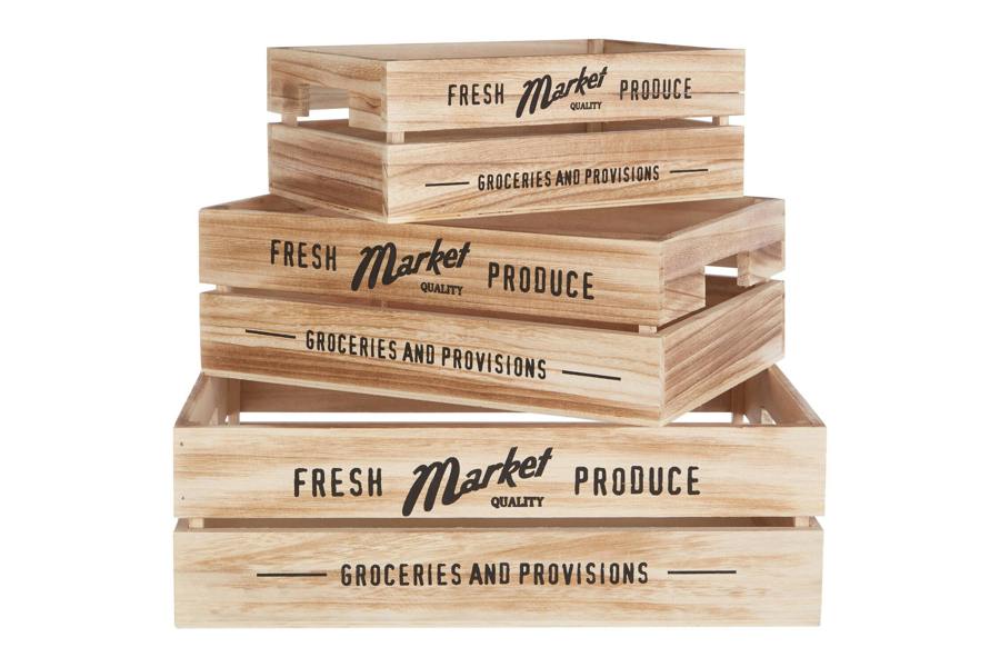 Naresso Wood Set of 3 Provision Crates