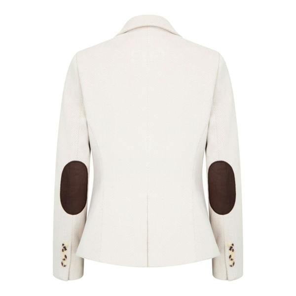 TruClothing Women's Cream Tailored Fit Wool Blend Tweed Blazer