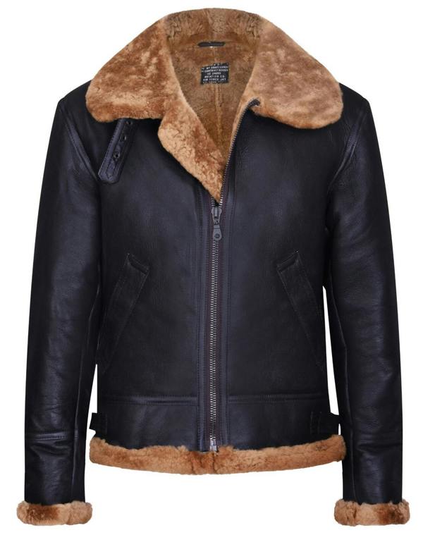 Infinity Leather Men's Pilot B3 Flying Shearling Sheepskin WWII Bomber Aviator Jacket