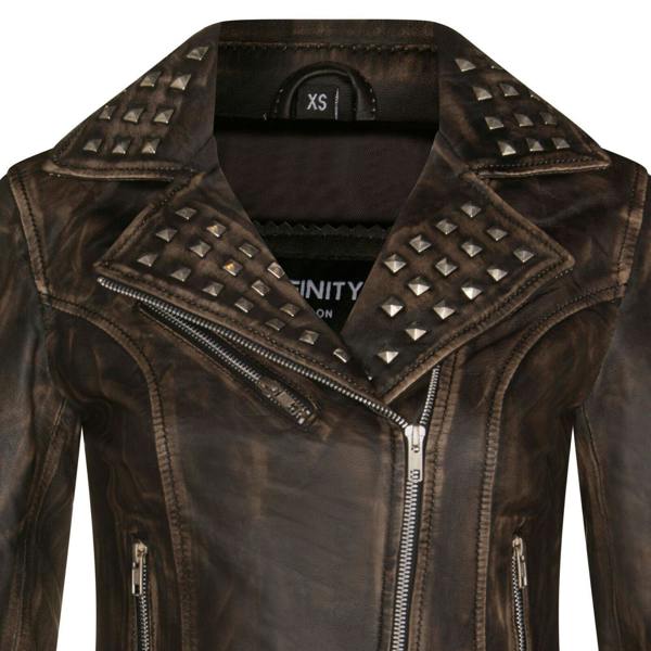 Infinity Leather Womens Gothic Biker Leather Jacket with Studs-Bilbao