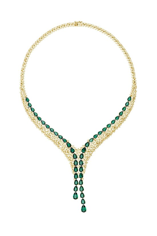 Latelita Baroness Statement Necklace Emerald Gold