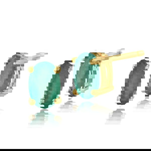 26892 Classic Oval Emerald Stud Earrings in 9ct Yellow Gold 6x4mm 1