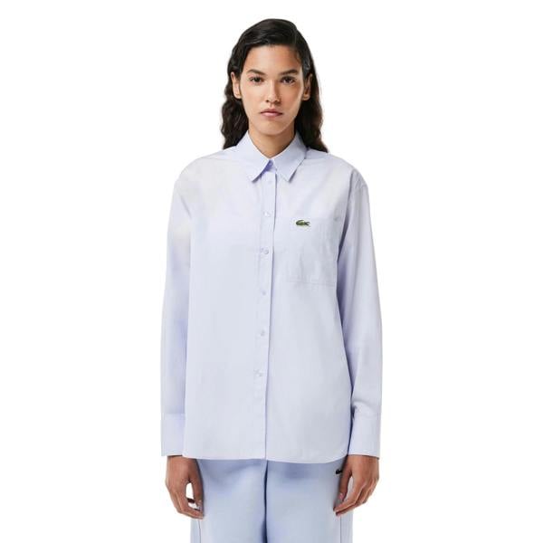Lacoste Womens/Ladies Logo Cotton Long-Sleeved Shirt - Light Blue - 