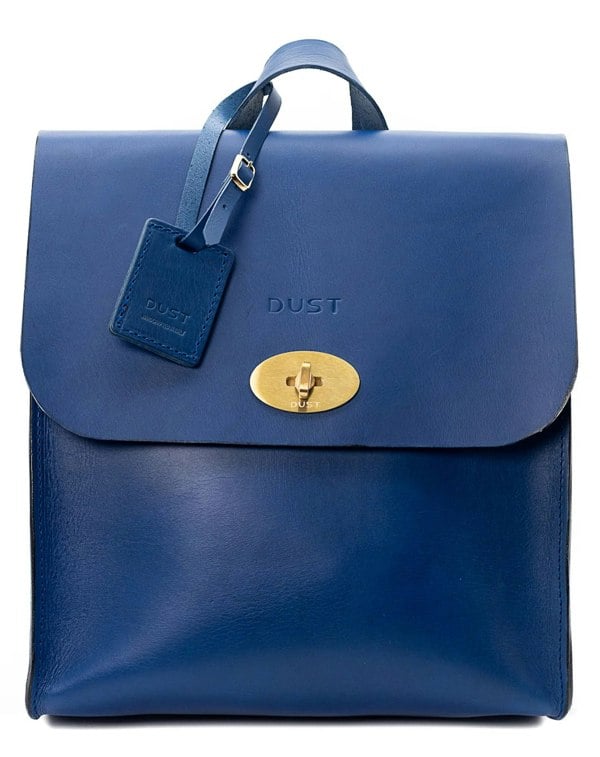 Leather Backpack in Cuoio Blue Artist Collection