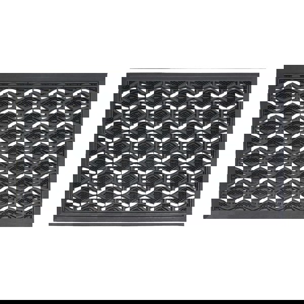 JVL Elipses Heavy Duty Rubber Entrance Floor Door Mat, 40x70cm, Eyes, Black