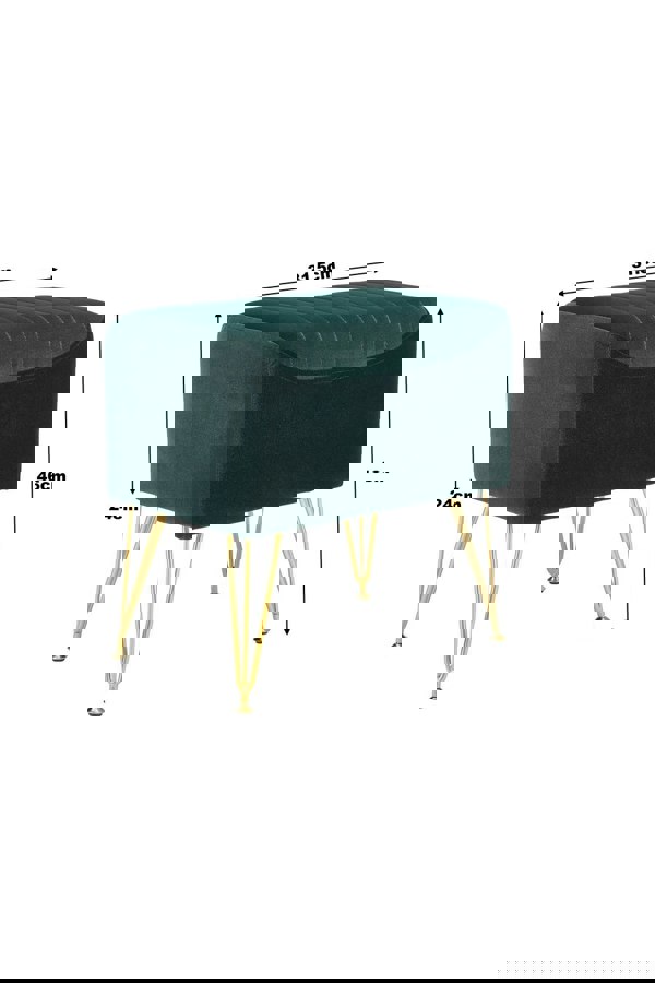 Living and Home Soft Channel Velvet Stool with Gold Legs