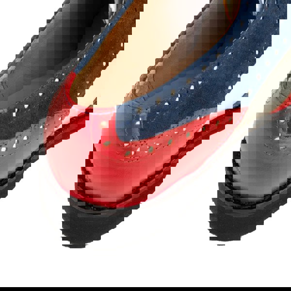 Embassy London Eton - Red & Blue & Cream - Women's square toe leather lace-up with brogue styling