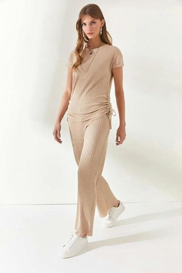 Hoxton Gal 2-Piece Set – Side-Ruched Blouse and Palazzo Pants