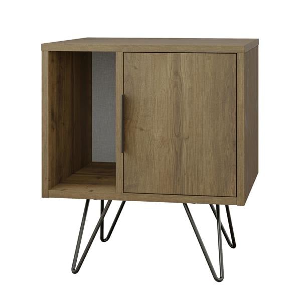 Decortie Glynn Modern Bedside Table with Metal Hairpin Legs Bedroom Nightstand with Storage 50.2cm