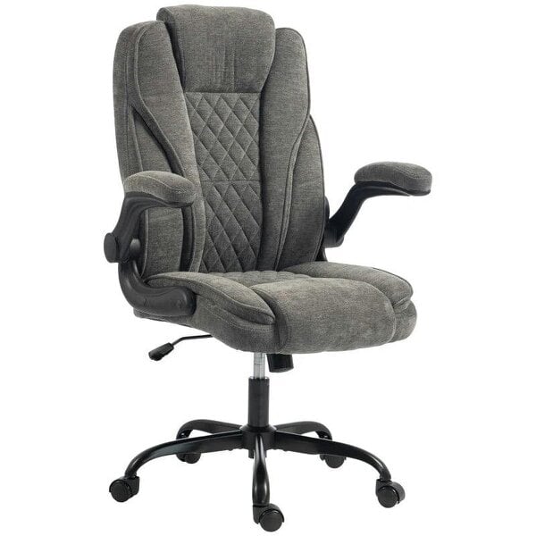 Office Chair, Ergonomic Desk Chair with Flip-up Armrest, Pocket Springs, Swivel Wheels, Adjustable Height, Dark Grey