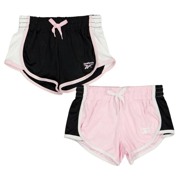 Reebok Girls Logo Running Shorts (Pack of 2) - Pink Lady - 