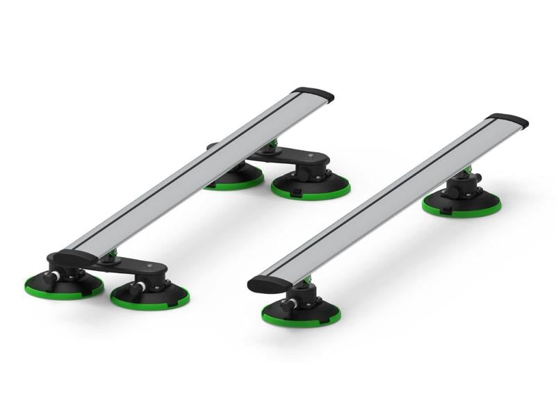 TreeFrog Roof Rack Cross Bars Suction Vacuum Mounted Silver