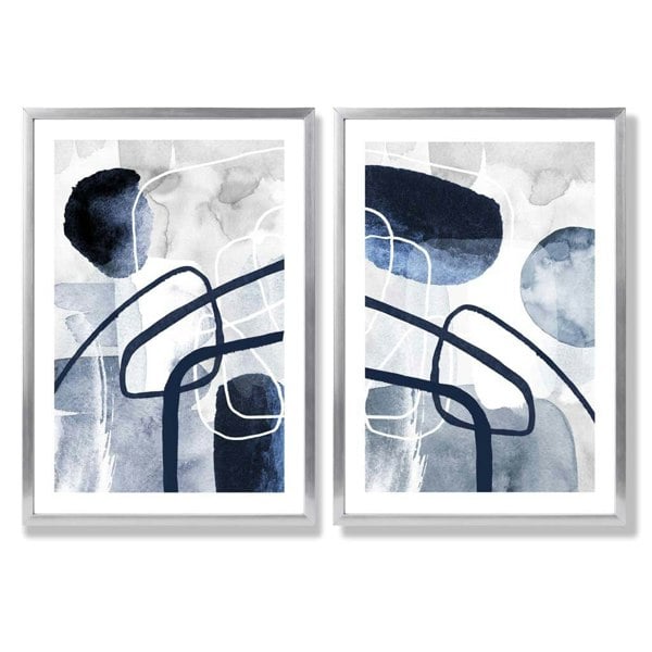 Sage Green Geometric Pineapple Fruit Set of 2 Art Prints with Silver Frame