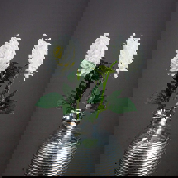 Hill Interiors Garden Rose Artificial Flower - White/Green