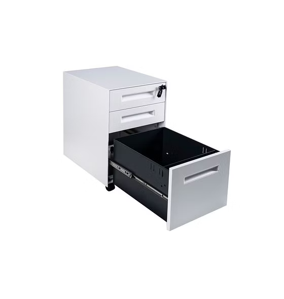 MMT Furniture Designs 2 Drawer Curved Metal Under Desk Mobile Pedestal Unit Filing Cabinet - Fully Assembled