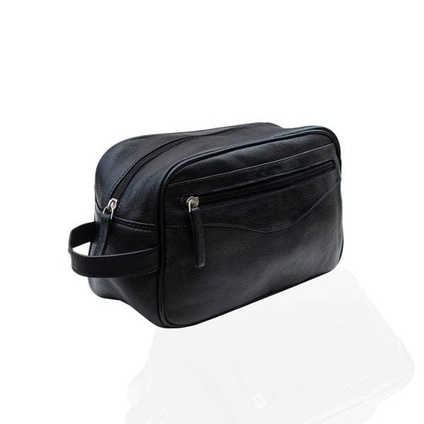 PRIMEHIDE Genuine Leather Wash Bag – Classic Zip Toiletry Case