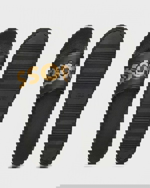 BOSS Orange Aryeh Mens Italian-Made Slides with Large Logo Detail NOS - Black 007