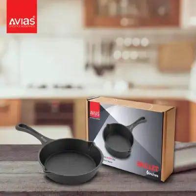 AVIAS CAST IRON DEEP SKILLET - 6 INCHES