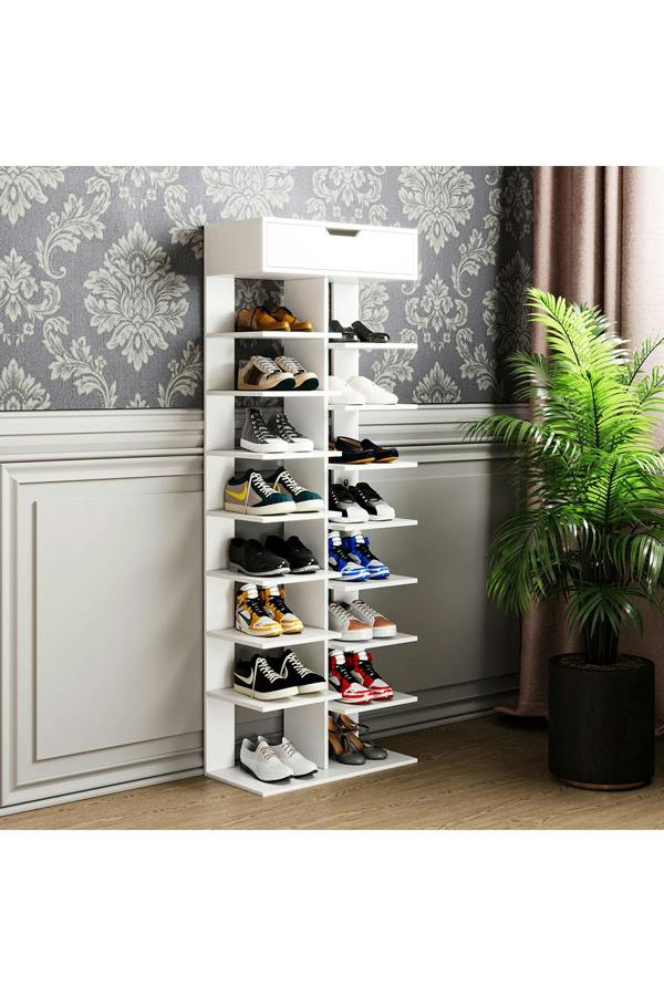 Living and Home 9/8 Tier Open shelves Space Saving Shoe Rack with Drawer Storage Organiser