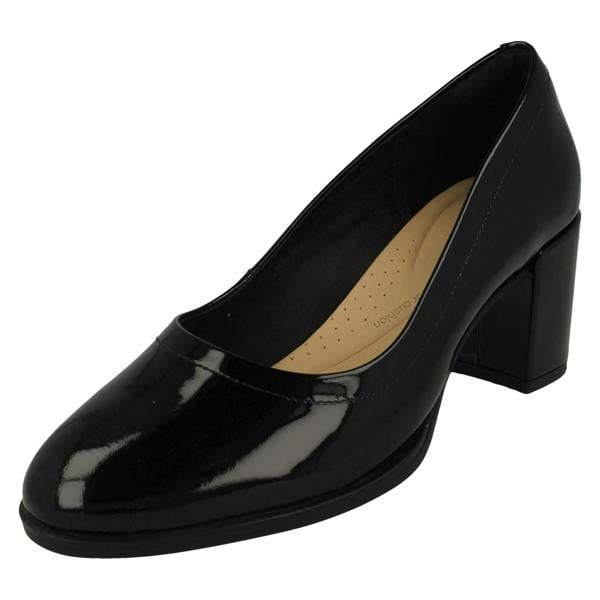 Clarks Ladies Clarks Slip On Block Heeled Court Shoes Freva55 Court