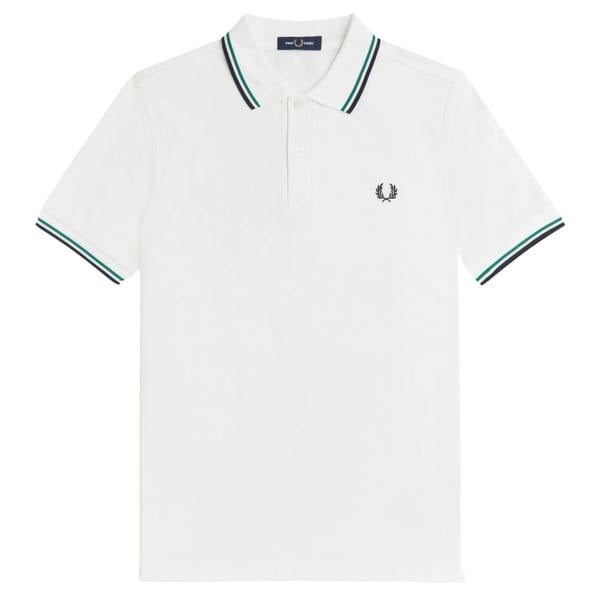 Fred Perry Twin Tipped Polo Shirt Snow White/Sport Green/Navy