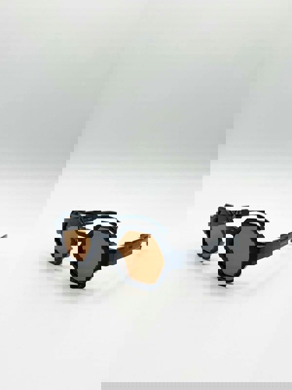 SVNX Round Hexagon Sunglasses in Black Brown