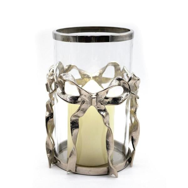 Antique Silver Bow Hurricane Lantern
