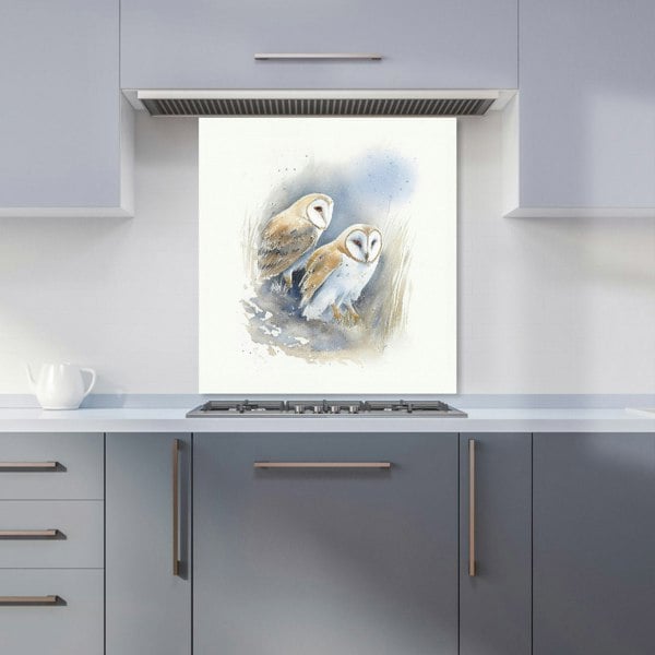 Warren Reed - Designer Barn Ano Owls Watercolour Kitchen Splashback