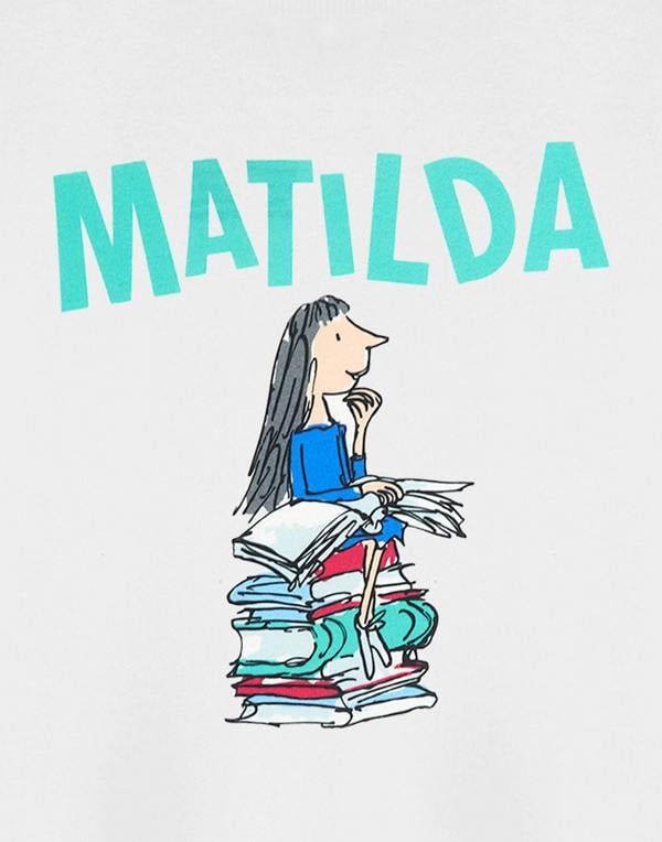 Roald Dahl Unisex Kids White Matilda Short Sleeved T-Shirt
