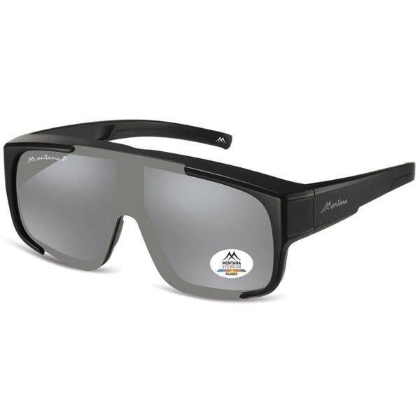 Montana Fit Over Glasses Sunglasses FO9 B Matte Black Silver Revo Mirror Polarized