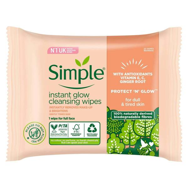 Simple Protect N Glow Instant Wipes 3 Pack Bundle