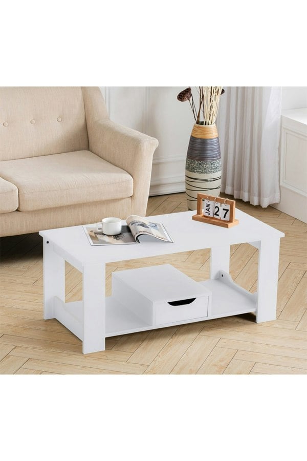 Living and Home Coffee Table with Storage Small Tea Table Desk Wooden Living Room Furniture