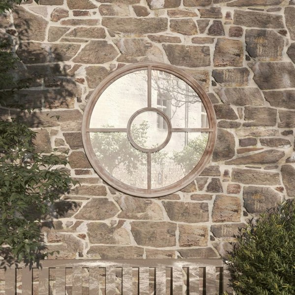 Berkfield Garden Mirror Sand 60x4 cm Iron Round for Outdoor Use