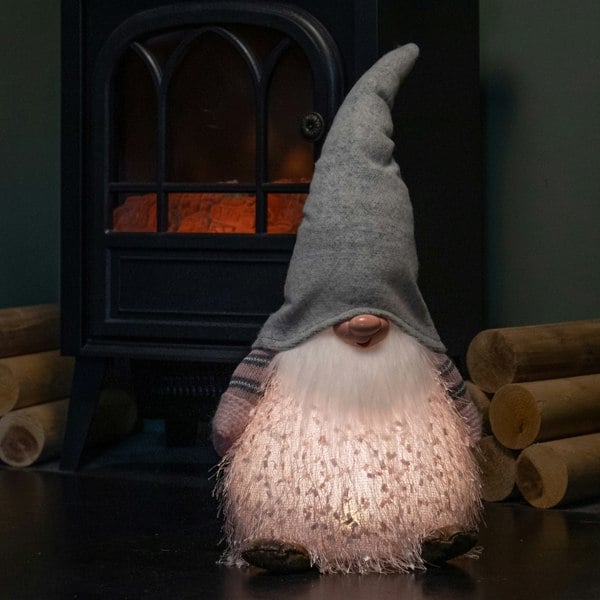 Samuel Alexander 30cm Christmas Male Gonk with LED Light - Grey Hat