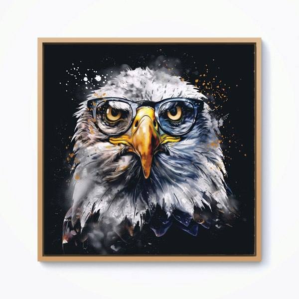 Warren Reed Eagle In Glasses Splash Art Framed Canvas