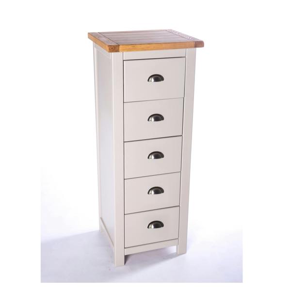 Cabinet Bits Argenta 5 Drawer Narrow Chest of Drawers Chrome Cup Handle