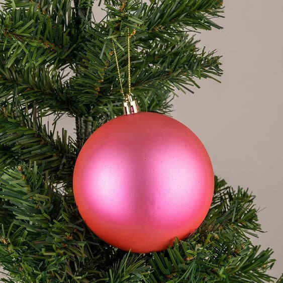 Shatchi Pink Shatterproof Christmas Bauble Set, 10cm Tree Decorations in 3 or 6 Piece Pack Sizes - 6 Pack - PVC - Pink