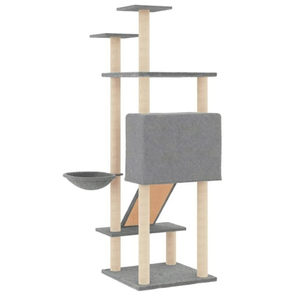 Berkfield Cat Tree with Sisal Scratching Posts Light Grey 153 cm