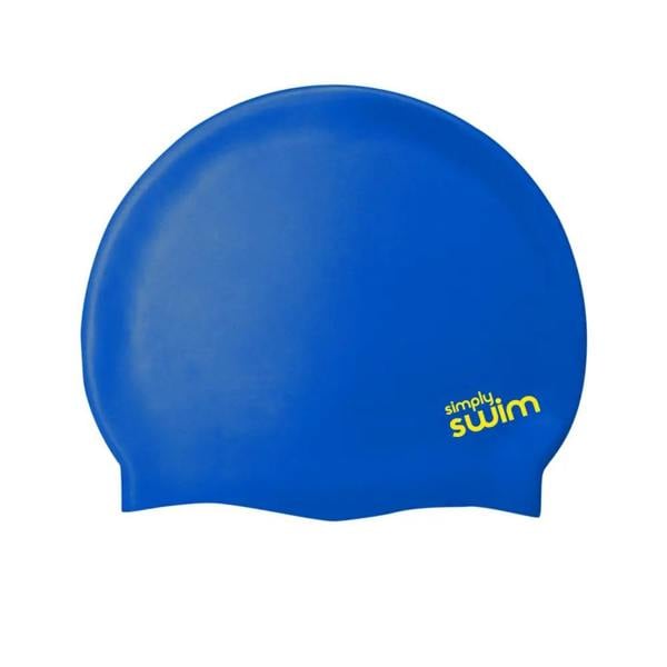 Blue Simply Swim junior silicone swim cap in solid colours