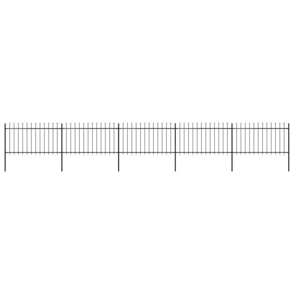 Berkfield Garden Fence with Spear Top Steel 8.5x1 m Black