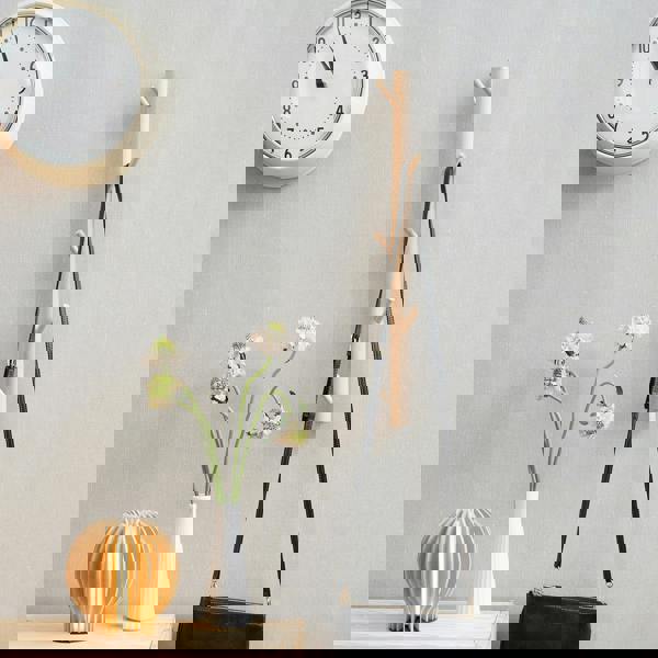 BESLAGSBODEN 5 Hook Vertical Coat Rack in Beech/Matt grey, Height 450mm