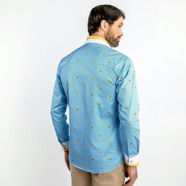 SUNFLOWERS AND ZIGZAG STRIPE PRINT SHIRT – Premium Men's Patterned Shirt by Claudio Lugli | Bold Design, Tailored Fit, Best Printed Shirts