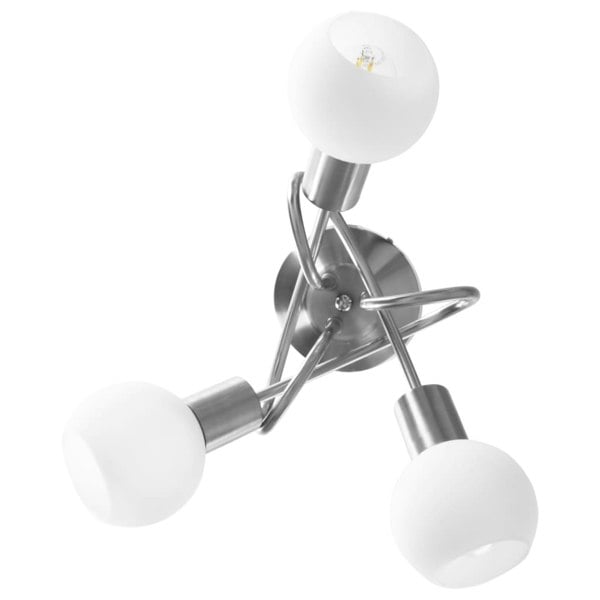 Berkfield Ceiling Lamp with Ceramic Shades for 3 E14 Bulbs White Bowl