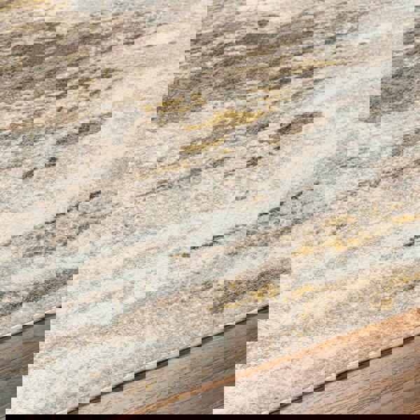 Livabliss San Francisco-Abstract Brown Taupe Yellow Modern Marble Rug
