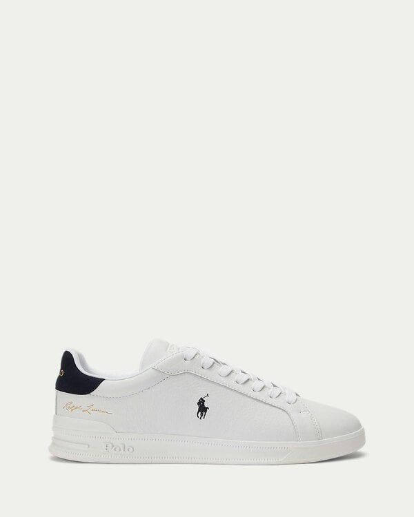 Ralph Lauren Heritage Court II Mens Leather Sneaker - White/Hunter Navy